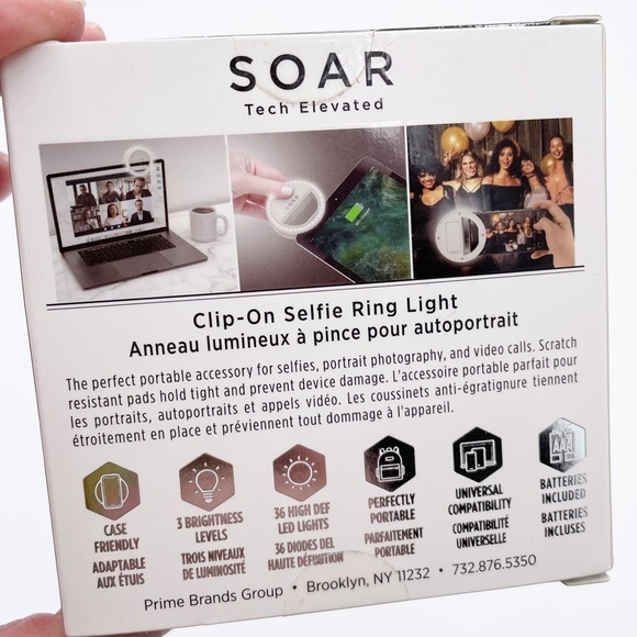 NEW SOAR Clip-On LED Selfie Ring Light FabFitFun Exclusive Smartphone Compatible - Picture 7 of 7